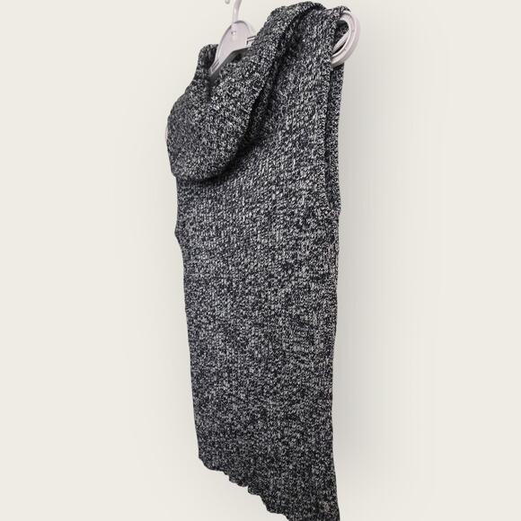 The Limited Sweater M Black White Marled Knit Sleeveless Cotton Cowl Neck Tunic‎ - Picture 4 of 7